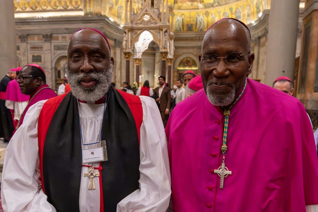 IARCCUM bishops from the West Indies, Rt Rev C. Leopold Friday, bishop of the Windward Islands, and Most Rev Clyde Harvey, bishop of St George's in Grenada. Bishop pairs from 27 countries were commissioned by Pope Francis and Archbishop of Canterbury Justin Welby at the Basilica of St Paul Outside the Walls